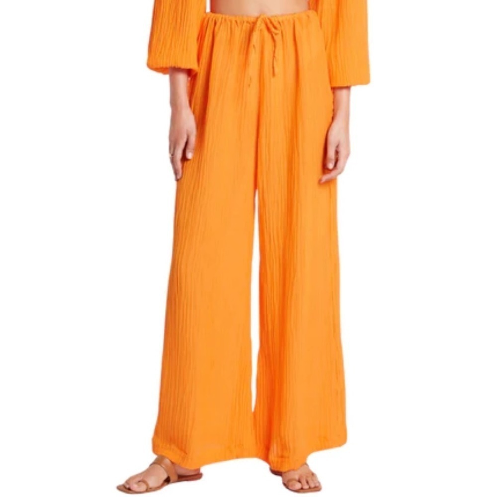 NEW Faithfull The Brand‎ Rupina Pants in Tangerine Wide Leg Pull-On Size Medium